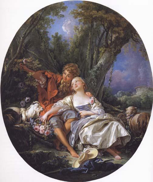 Francois Boucher Shepherd and Shepherdess oil painting picture